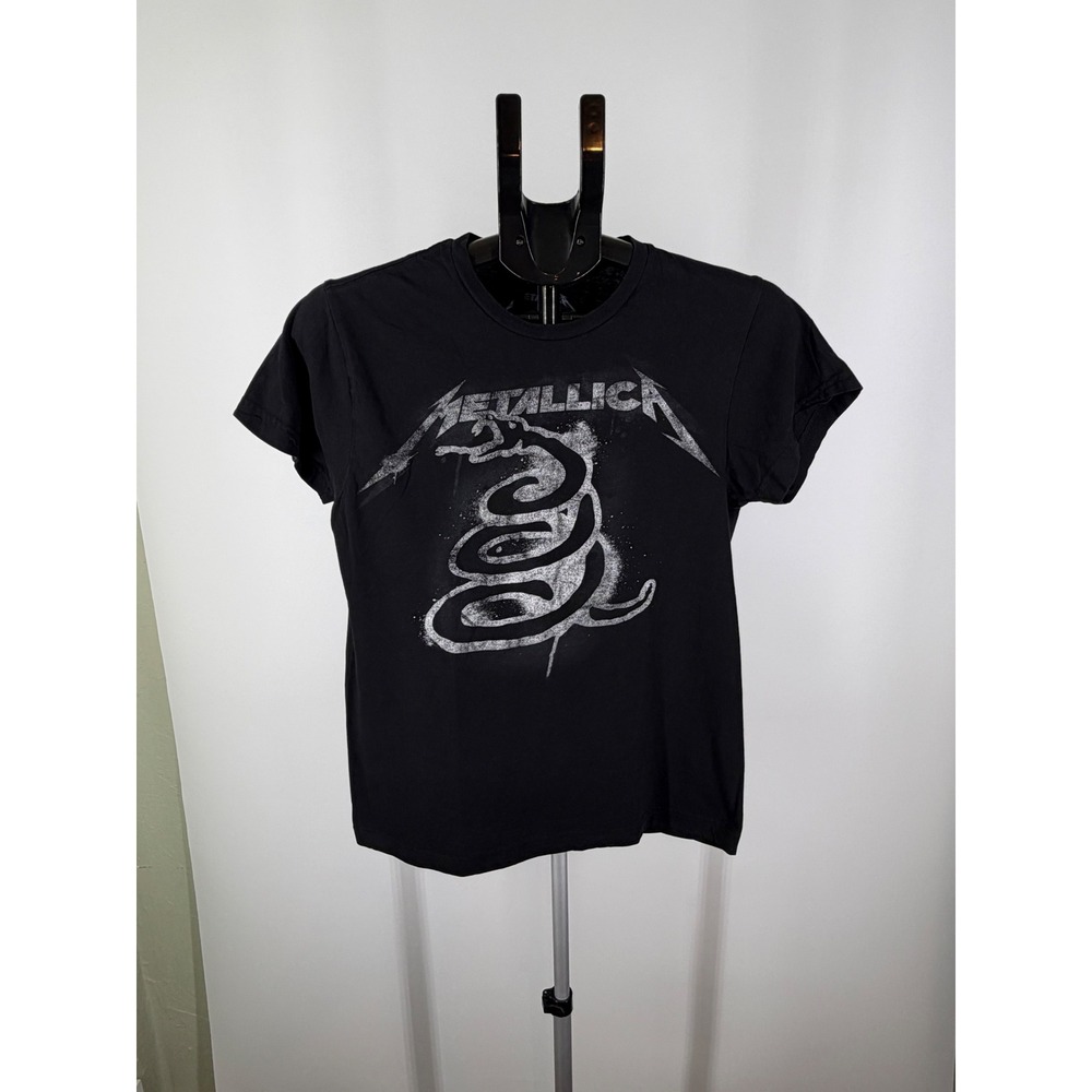 Metallica Black Album Snake Graphic Tee Womens Black Short Sleeve T-Shirt S